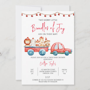Invitation Joyeuses petites paniers de joie, Baby shower jume
