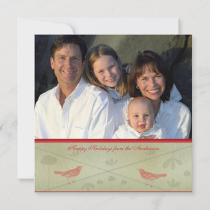 Invitation Joyeuses vacances Whimsical Red Bird Card