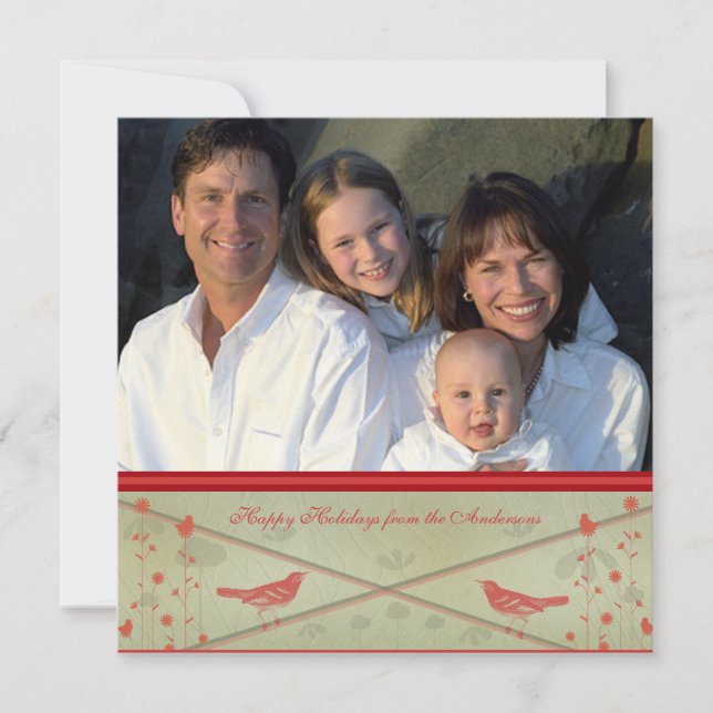 Invitation Joyeuses vacances Whimsical Red Bird Card (Devant)