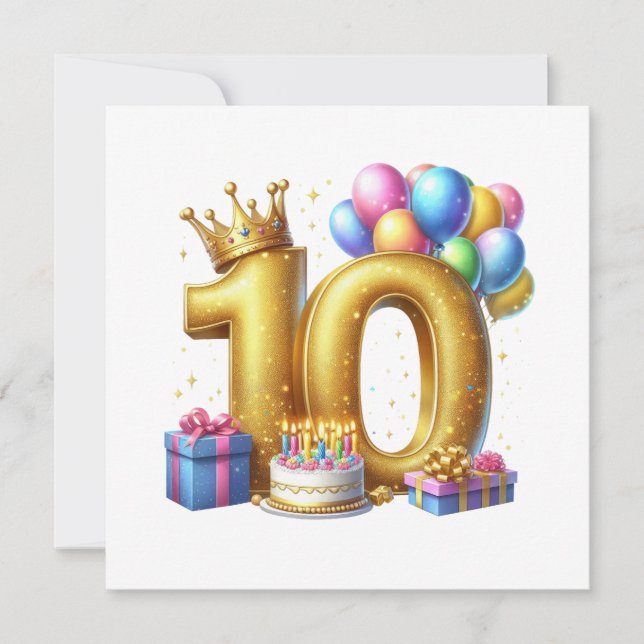 Invitation Joyeux 10e Anniversaire (Devant)
