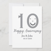 Joyeux 10e anniversaire nom date gris gras émoji