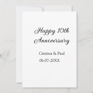 Invitation Joyeux 10e anniversaire simple nom de mariage mini