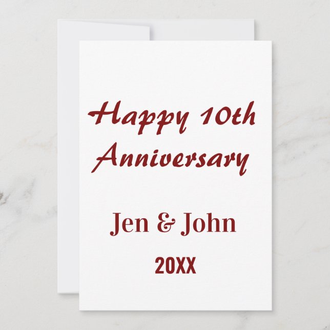 Invitation Joyeux 10ème anniversaire de mariage mauve nom sim (Devant)