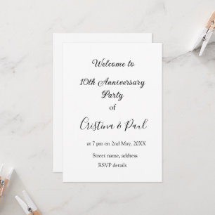 Invitation Joyeux 10ème anniversaire de mariage simple nom mi