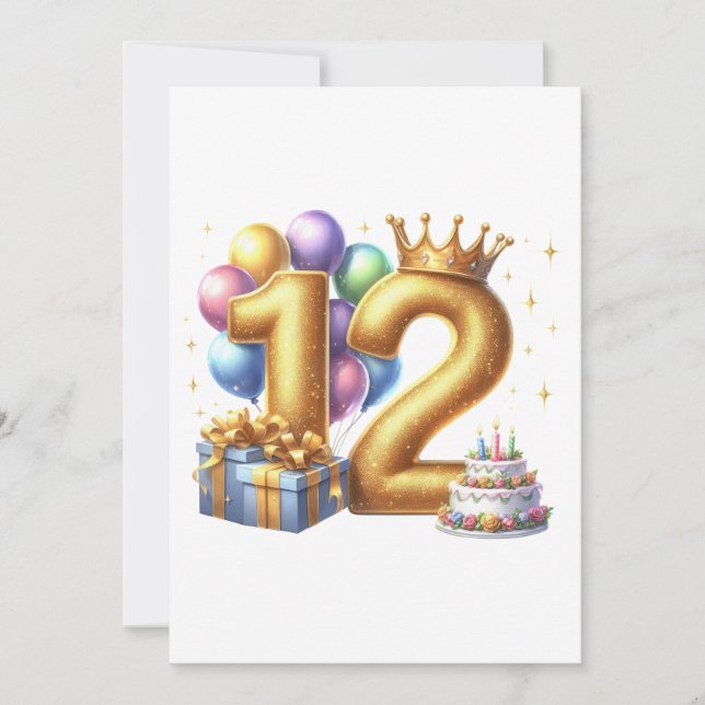 Invitation Joyeux 12e anniversaire (Devant)