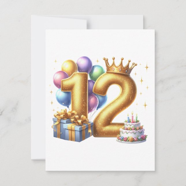Invitation Joyeux 12e Anniversaire (Devant)