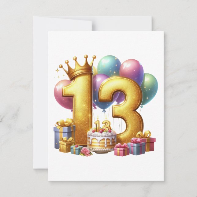Invitation Joyeux 13e anniversaire (Devant)
