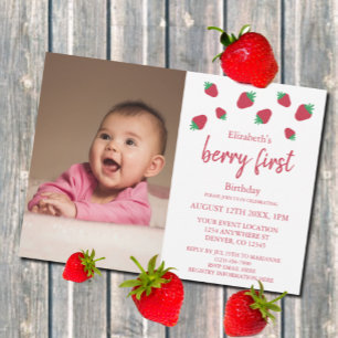 Invitation Joyeux 1er Anniversaire aux Fruits Rouges