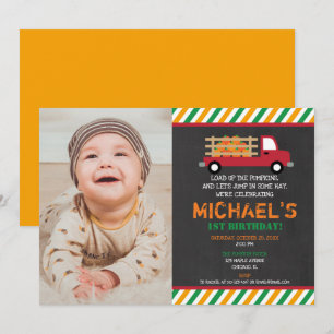 Invitation Joyeux 1er anniversaire citrouille patch halloween