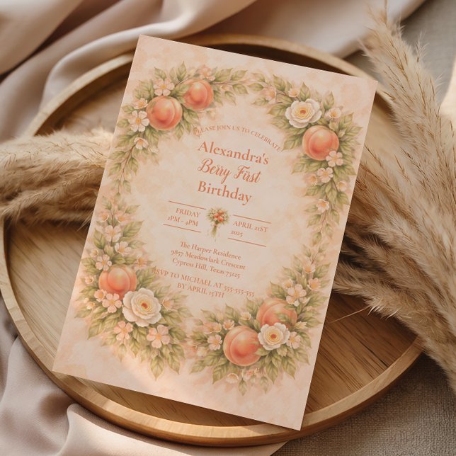 Invitation Joyeux 1er anniversaire Sweet Peach (Créateur téléchargé)