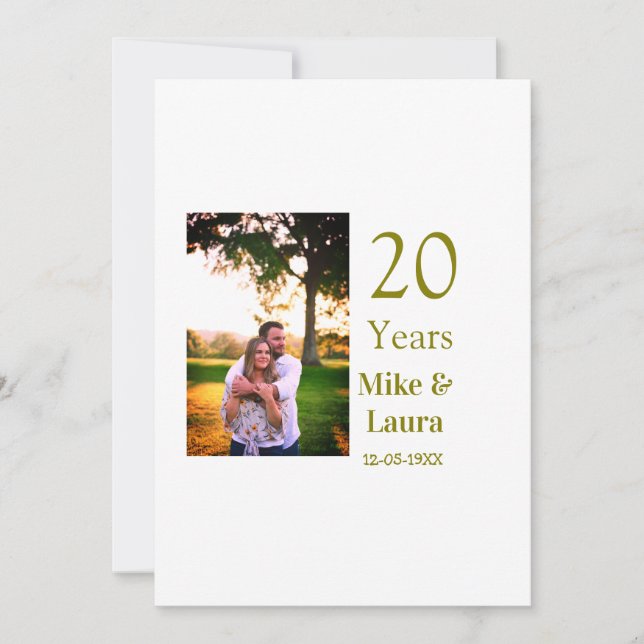 Invitation Joyeux 20e anniversaire nom du couple date or (Devant)
