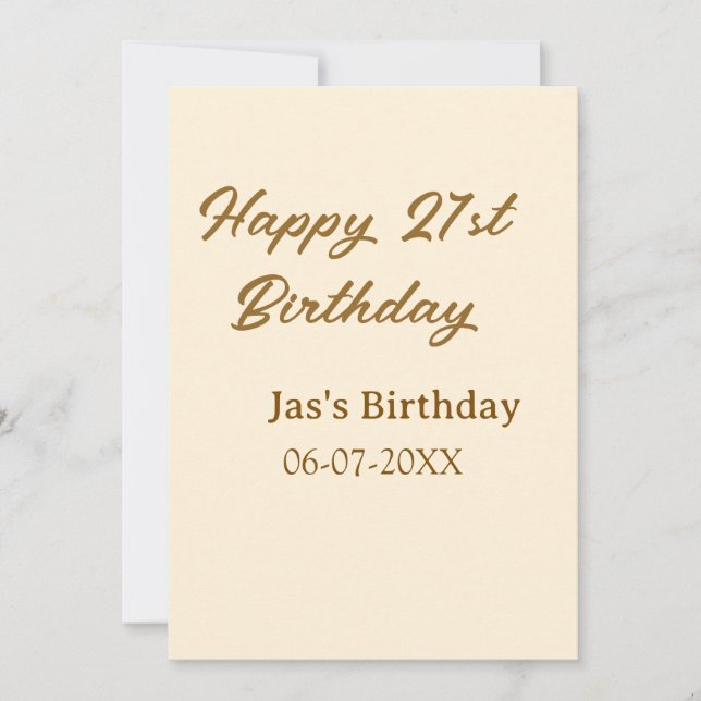 Invitation Joyeux 21e anniversaire marron pastel jaune nom da (Devant)