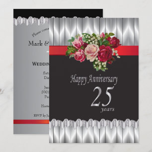 Invitation Joyeux 25e anniversaire de Mariage d'argent