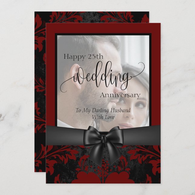 Invitation Joyeux 25e anniversaire de mariage photo tradition (Devant / Derrière)