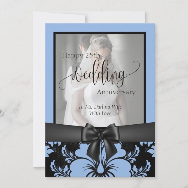 Invitation Joyeux 25e anniversaire mariage photo traditionnel (Devant)