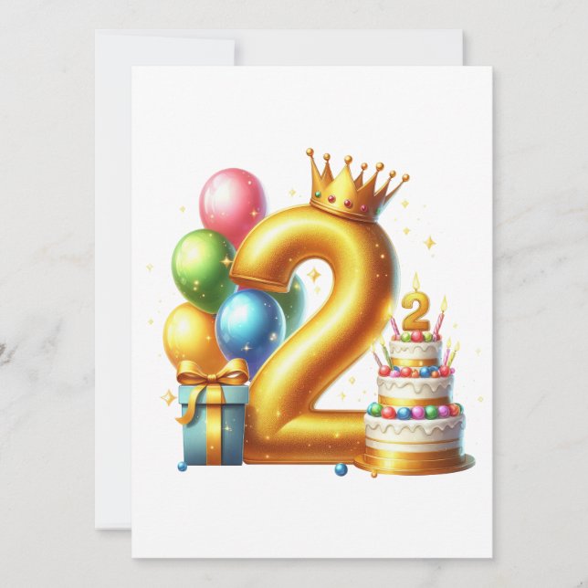 Invitation Joyeux 2ème anniversaire (Devant)