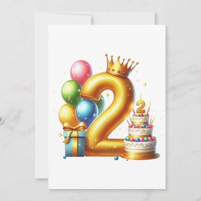 Invitation Joyeux 2ème anniversaire (Devant)