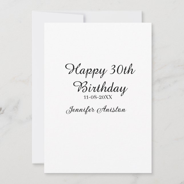 Invitation Joyeux 30e anniversaire ajouter nom date élégant s (Devant)