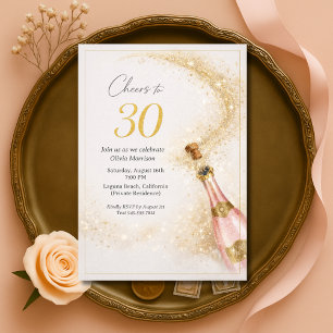 Invitation Joyeux 30e Anniversaire Champagne Rose Gold