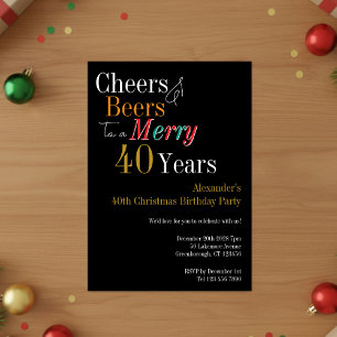 Invitation Joyeux 40e anniversaire de Noël Cheers and Beers
