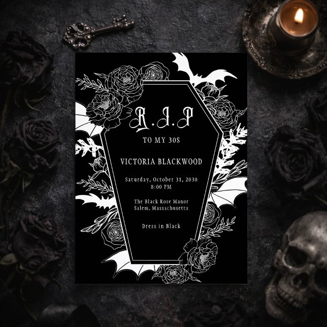 Invitation Joyeux 40e anniversaire gothique RIP 30s (Créateur téléchargé)