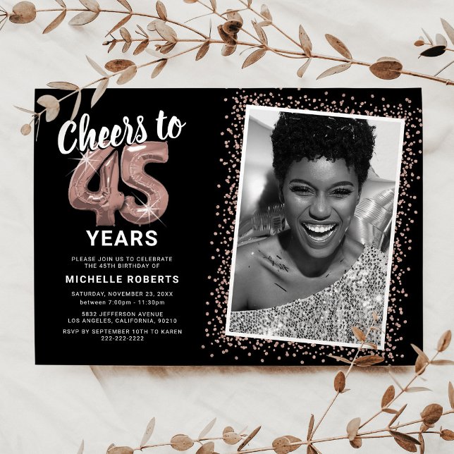 Invitation Joyeux 45e anniversaire à Cheers to The Years (Créateur téléchargé)