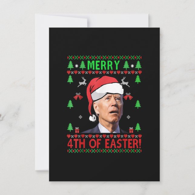 Invitation Joyeux 4 de Pâques drôle Joe Biden Noël (Devant)