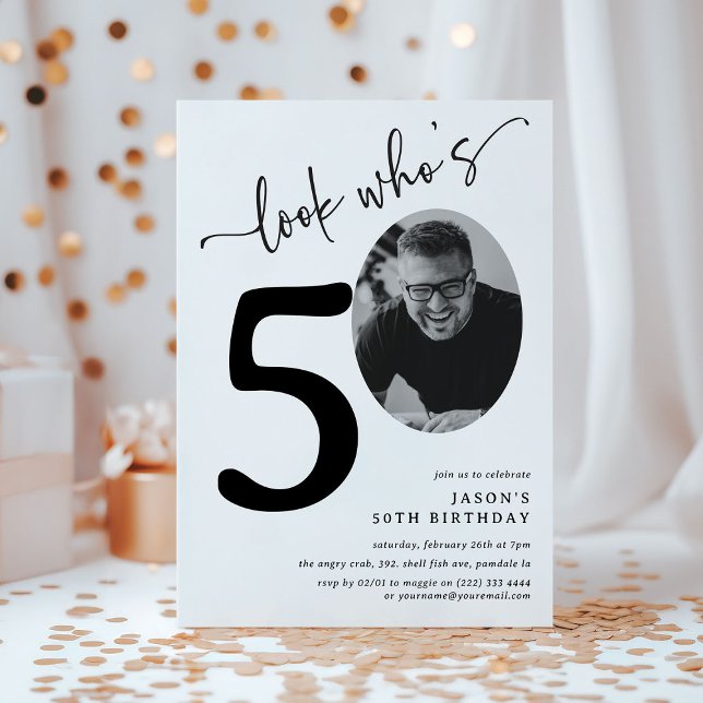 Invitation Joyeux 50 ans ! Photo Moderne pour les 50 ans (Créateur téléchargé)