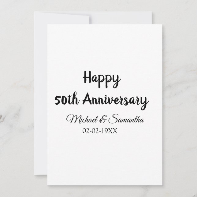 Invitation Joyeux 50e anniversaire ajoutez nom du couple date (Devant)