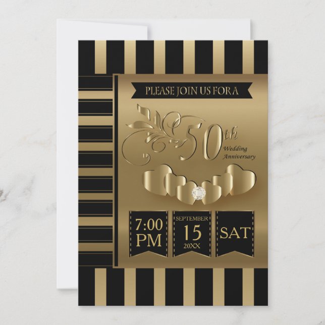 Invitation Joyeux 50e anniversaire de mariage (Devant)
