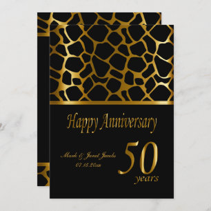Invitation Joyeux 50e anniversaire d'or Motif Giraffe
