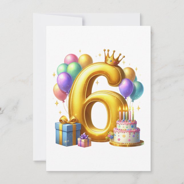 Invitation Joyeux 6ème Anniversaire (Devant)