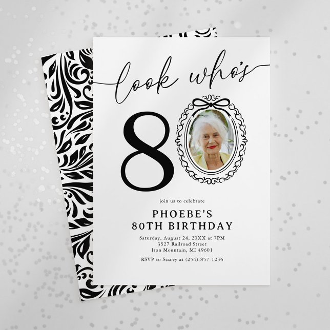 Invitation Joyeux 80 ans ! Photo élégante pour les 80 ans (Créateur téléchargé)