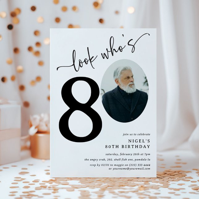 Invitation Joyeux 80 ans ! Photo moderne pour les 80 ans (Créateur téléchargé)