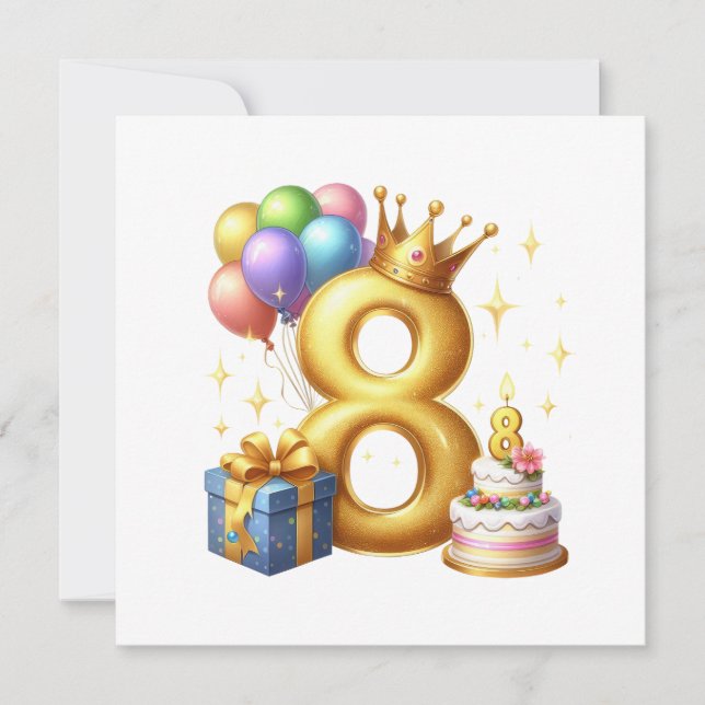Invitation Joyeux 8e Anniversaire (Devant)