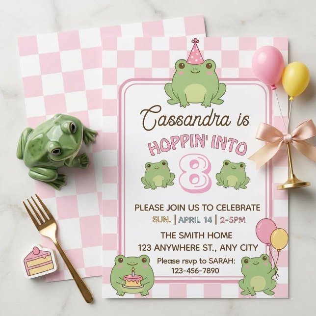Invitation Joyeux 8e anniversaire à une fille pastel mignonne (Créateur téléchargé)