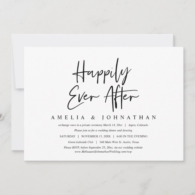 Invitation Joyeux À Jamais, Dîner Intime de Mariage (Devant)