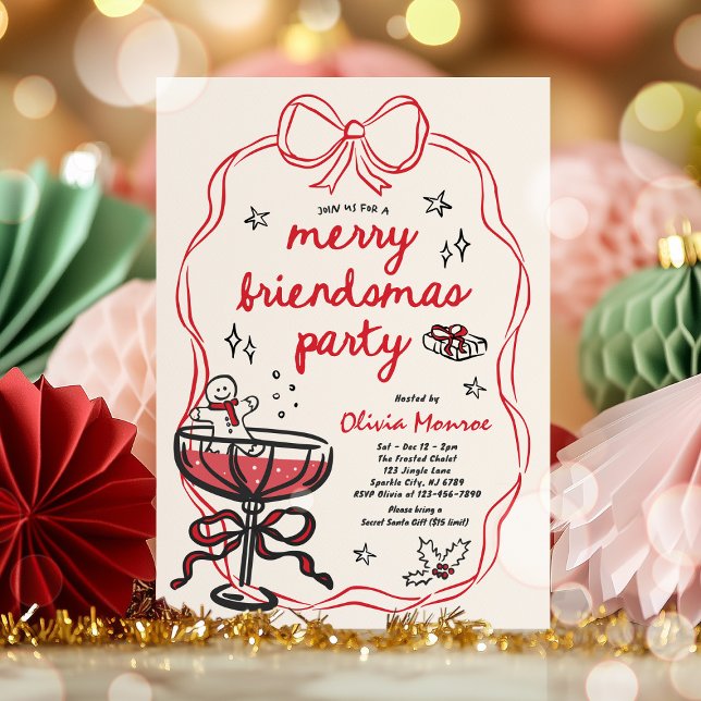 Invitation Joyeux amis Cocktail de Noël Fête de Noël (Créateur téléchargé)