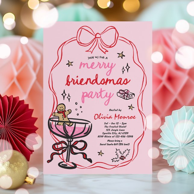 Invitation Joyeux amis Cocktail de Noël Fête de Noël (Créateur téléchargé)