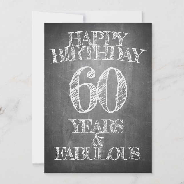 Invitation Joyeux anniversaire - 60 ans & Fabuleux en chalkbo (Devant)
