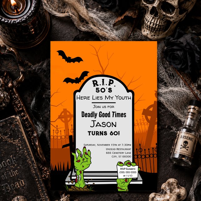 Invitation Joyeux Anniversaire 60 ans Zombie Horreur Hallowee (Créateur téléchargé)