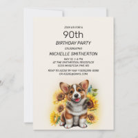 Joyeux Anniversaire 90 ans Corgi Mignon Fleur de T