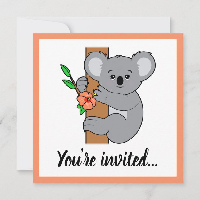 Invitation Joyeux anniversaire à Cute Koala (Devant)