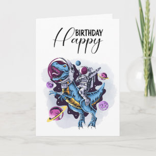 Invitation Joyeux anniversaire - astronaute chevauchant un di