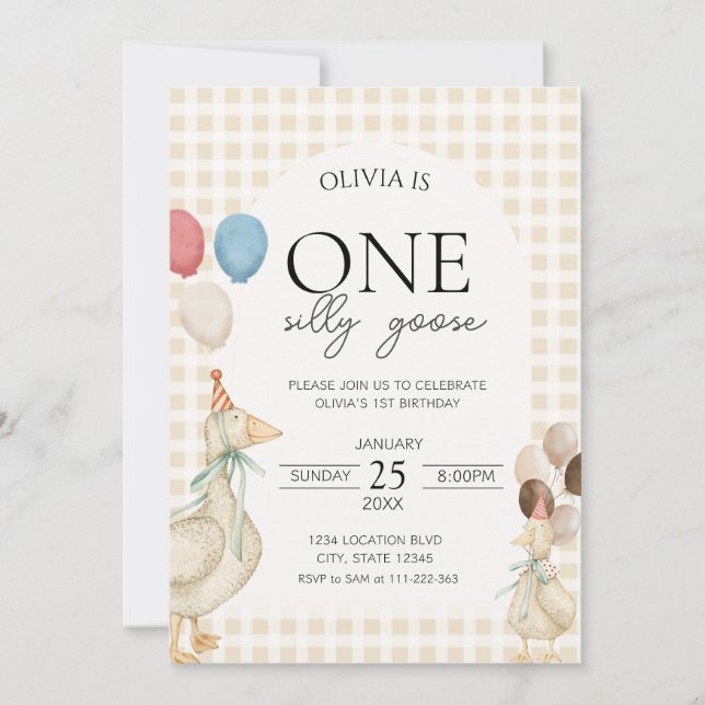 Invitation Joyeux Anniversaire au Mignon Canard (Devant)
