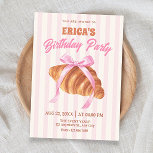Invitation Joyeux anniversaire au noeud papillon Croissant mi