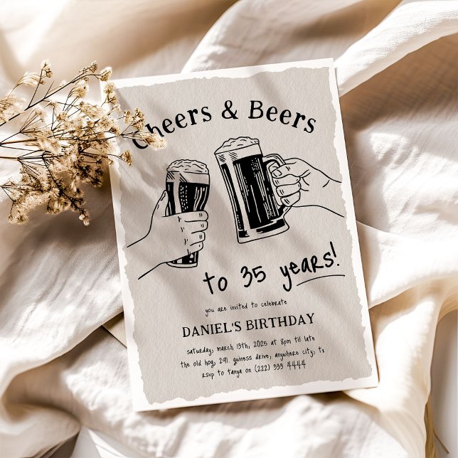 Invitation Joyeux anniversaire avec boissons et bières pour t (Créateur téléchargé)