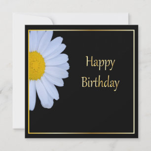 Invitation Joyeux anniversaire avec Fleur blanche et Bkgrd no