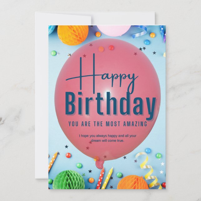 Invitation Joyeux anniversaire ! Ballons pour une personne Ex (Devant)