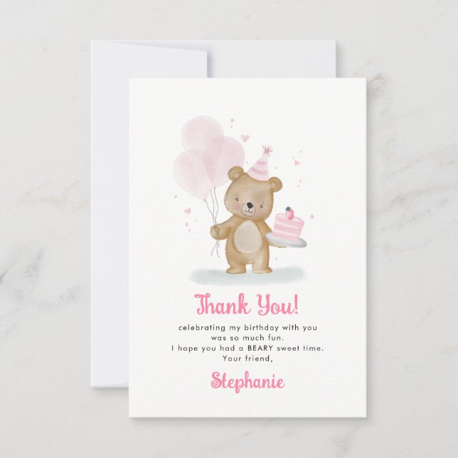 Invitation Joyeux Anniversaire Beary Sweet Merci (Devant)
